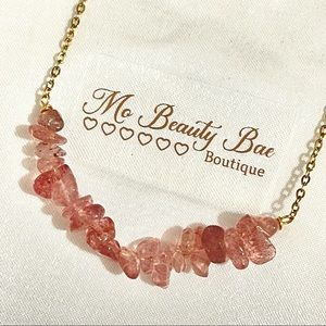 Strawberry Quartz Crystal Necklace
